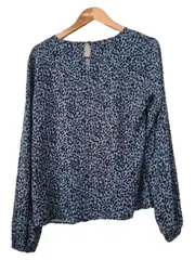 Vorschaubild 3 von Damen Bluse Langarm Leopardenmuster Animal-Print Blau Gr. 38