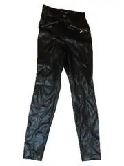 Vorschaubild 7 von Damen High Waist Hose Lederoptik Schwarz Gr. S/36 Skinny