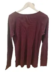 Vorschaubild 3 von Damen Langarmshirt Henley Shirt Lila Gr. 42 XL Rippstrick Casual