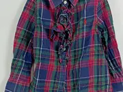 Vorschaubild 2 von Mädchen Hemd Gr. 92 Kariert Rüschen Baumwolle Preppy
