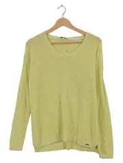 Vorschaubild 1 von Damen Pullover Strickpullover Gelb Gr. L V-Ausschnitt