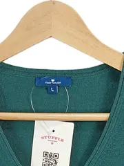 Vorschaubild 2 von Damen Pullover Langarm V-Ausschnitt Petrol Grün Gr. L