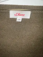 Vorschaubild 3 von Damen Strickjacke Cardigan Gr. 48 Oliv Langarm Basic