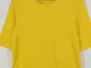 Vorschaubild 2 von Damen T-Shirt Gelb Rippstrick Gr. XXL Basic Halbarm Baumwolle