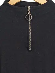 Vorschaubild 2 von Damen Bluse Oberteil Reißverschluss Schwarz Gr. 38;M