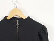 Vorschaubild 3 von Damen Bluse Oberteil Reißverschluss Schwarz Gr. 38;M