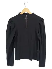 Vorschaubild 1 von Damen Bluse Oberteil Reißverschluss Schwarz Gr. 38;M