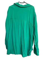 Vorschaubild 2 von Damen Hemdbluse Gr. 38/M Grün Casual Viskose Langarm
