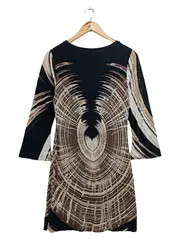 Vorschaubild 2 von Damen Freizeitkleid Midikleid grafisch Braun Gr. 42