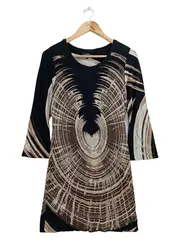 Vorschaubild 1 von Damen Freizeitkleid Midikleid grafisch Braun Gr. 42