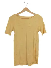 Vorschaubild 1 von Damen T-Shirt Baumwolle Kurzarm Uni Gelb Gr. 36 S