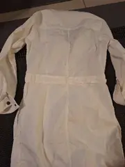 Vorschaubild 2 von Damen Hemdblusenkleid Gr. 36 Weiß Baumwolle Safari-Stil