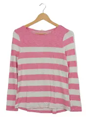 Vorschaubild 1 von Damen Langarmshirt Pink Weiß Gestreift Gr. 34/XS Casual