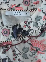 Vorschaubild 4 von EDC Damen Bluse Gr. 38/M Mehrfarbig Blumenmuster Feminin Kurzarm