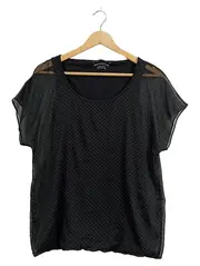 Vorschaubild 1 von Damen Shirt Bluse Schwarz Punkte Chiffon Gr. S/36 elegant