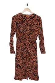 Vorschaubild 2 von Damen Wickelkleid Animal-Print Orange Schwarz Leopard Gr. 38/M Viskose