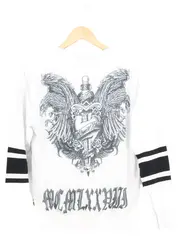 Vorschaubild 2 von Herren Sweatshirt Gr. 48/M Weiß Grafisch Streetwear