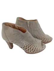 Vorschaubild 1 von Damen Peeptoe Stiefeletten Beige Gr. 36 Leder Elegant Reißverschluss