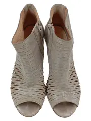 Vorschaubild 2 von Damen Peeptoe Stiefeletten Beige Gr. 36 Leder Elegant Reißverschluss