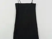 Vorschaubild 3 von Damen Strickkleid Gr. 38/M Schwarz Rippstrick Trägerkleid Casual