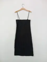 Vorschaubild 2 von Damen Strickkleid Gr. 38/M Schwarz Rippstrick Trägerkleid Casual