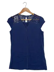 Vorschaubild 1 von Damen Bluse Spitze Viskose Gr. 32;XXS Blau Feminin