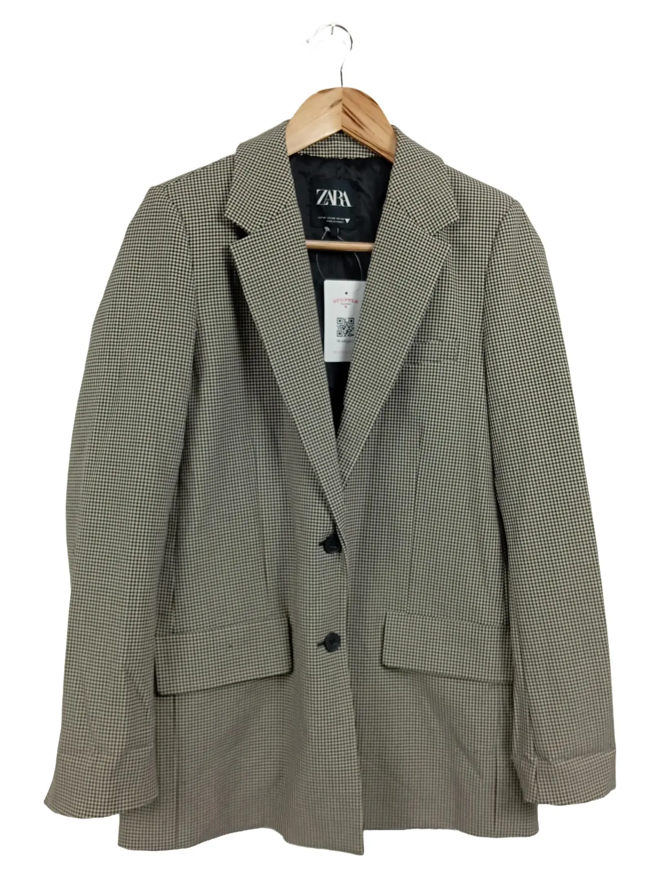 ZARA Damen Blazer Gr. 34/XS Business Kariert Braun Elegant Langarm