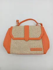 Vorschaubild 2 von Damen Umhängetasche Stroh Beige Orange Casual Sommer Tasche