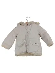 Vorschaubild 1 von Kinder Winterjacke Parka Mädchen Gr. 80 Beige Kapuze gefüttert Punkte