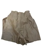 Vorschaubild 3 von Paperbag High Waist Shorts Damen Beige Gr. XS Polyurethan