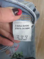 Vorschaubild 5 von Damen Jeans Slim Fit Gr. 40 Blau Blumenstickerei Boho