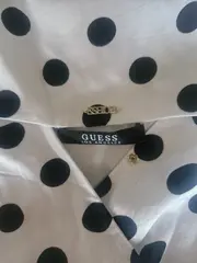 Vorschaubild 2 von Damen Bluse Wickelbluse Polka Dot Weiß Schwarz Gr. 38 M