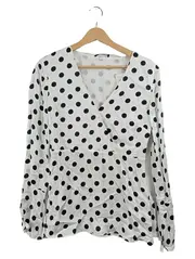 Vorschaubild 1 von Damen Bluse Wickelbluse Polka Dot Weiß Schwarz Gr. 38 M
