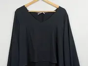 Vorschaubild 5 von Damen Bluse Schwarz XL Modern Asymmetrischer Schnitt Langarm