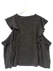 Vorschaubild 1 von Damen Sweatshirt Grau Gr. 36/S Cold Shoulder Rüschen Modern Casual