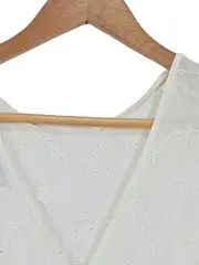 Vorschaubild 4 von Damen Hemdbluse Gr. 37 Weiß Feminin Lochmuster Schleife