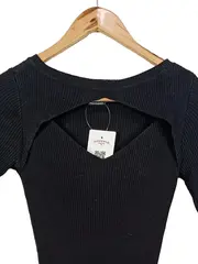 Vorschaubild 2 von Damen Strickkleid XS Schwarz Modisch Cut-Out Rippstrick