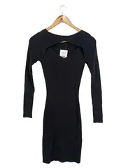 Vorschaubild 1 von Damen Strickkleid XS Schwarz Modisch Cut-Out Rippstrick