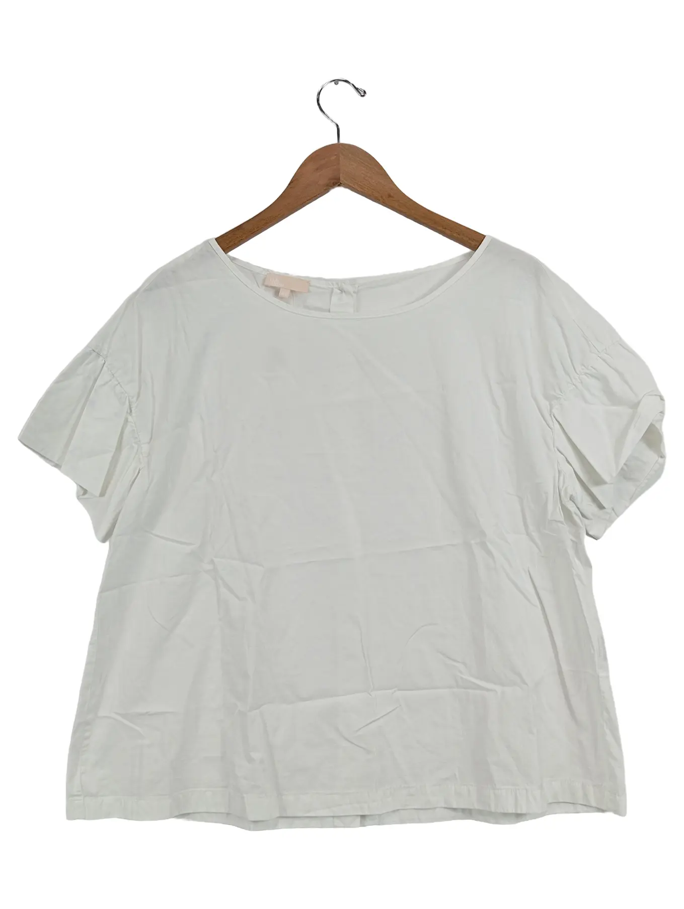 TALK ABOUT Damen T-Shirt Basic Weiß Gr. 42/XL mit Rüschen & Knopfleiste