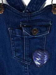 Vorschaubild 3 von Jeans Latzkleid Mädchen Gr. 92 Pailletten Rüschen Blau Sommer