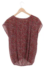Vorschaubild 2 von Damen Bluse Rot Gr. 32/XXS Elegant Modisch Kurzarm Muster