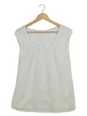 Vorschaubild 1 von Damen Unterhemd Gr. 38 Weiß Basic Viskose Ärmellos Raffungen