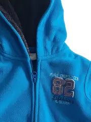Vorschaubild 2 von Fleecejacke Kinder Gr. 104 Blau Kapuze Logo-Print Freizeit