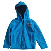 Vorschaubild 1 von Fleecejacke Kinder Gr. 104 Blau Kapuze Logo-Print Freizeit