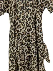 Vorschaubild 2 von Damen Freizeitkleid Leopardenmuster Gr. 36/S Baumwolle Braun Midi