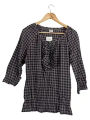 Vorschaubild 1 von Hemdbluse Damen Kariert Mehrfarbig Rüschen 3/4 Arm Gr. 38 M