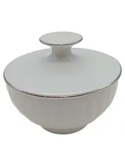 Vorschaubild 1 von Thomas Germany Porzellan Zuckerdose mit Deckel Weiß Silberrand Klassisch