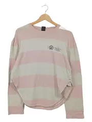 Vorschaubild 1 von Herren Langarmshirt Gestreift Rosa Weiß Gr. M Baumwolle