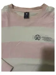 Vorschaubild 2 von Herren Langarmshirt Gestreift Rosa Weiß Gr. M Baumwolle