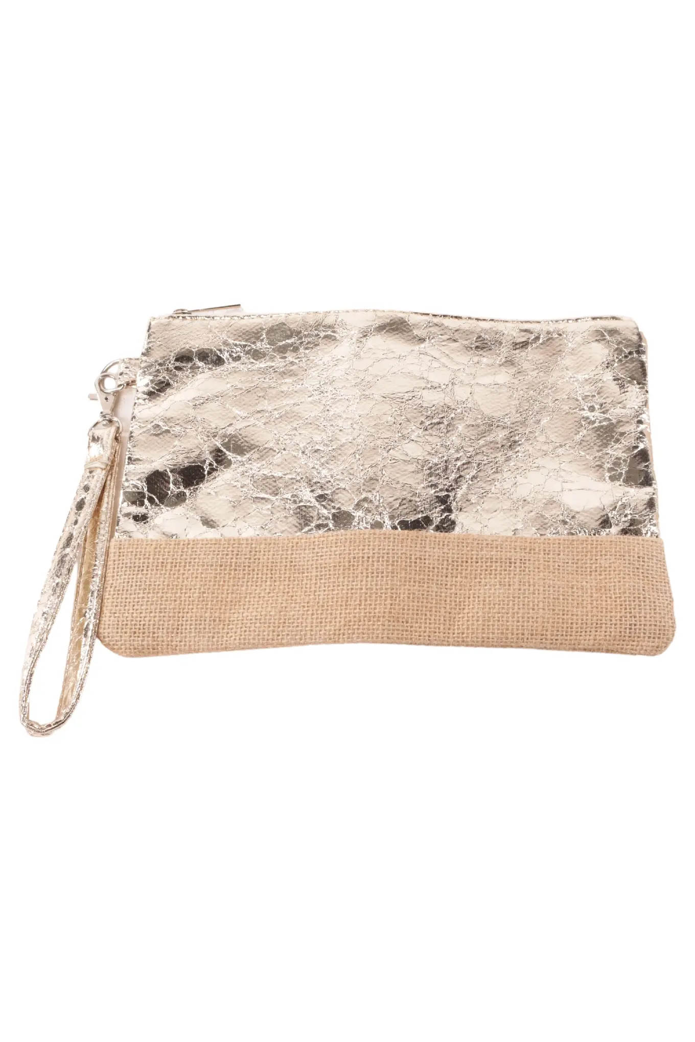 TOPTEAM MÜNCHEN Clutch Damen Gold Elegant Stroh Metall Tasche